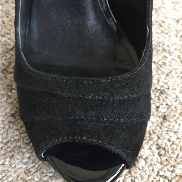 Aldo Black Suede Fororssa peep toe pumps Sz 36 / 6 - Picture 5 of 8